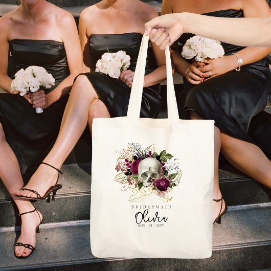 Personalisierte Bridesmaid Tasche Gothic Skull Bur