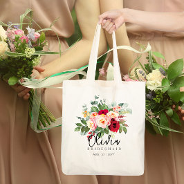 Personalisierte Bridesmaid-Tasche | Rote Rosen Ros Tragetasche