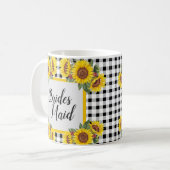 Personalisierte Bridesmaid Tasse Gingham & Sunflow (Vorderseite Links)