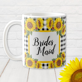 Personalisierte Bridesmaid Tasse Gingham & Sunflow