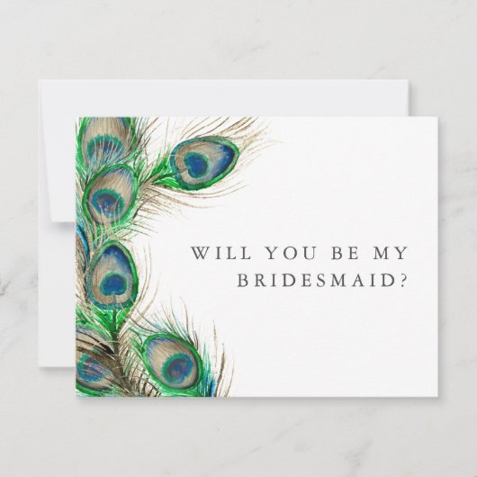 Personalisierte Bridesmaid-Vorschläge Pfau Mitteilungskarte (Vorderseite)