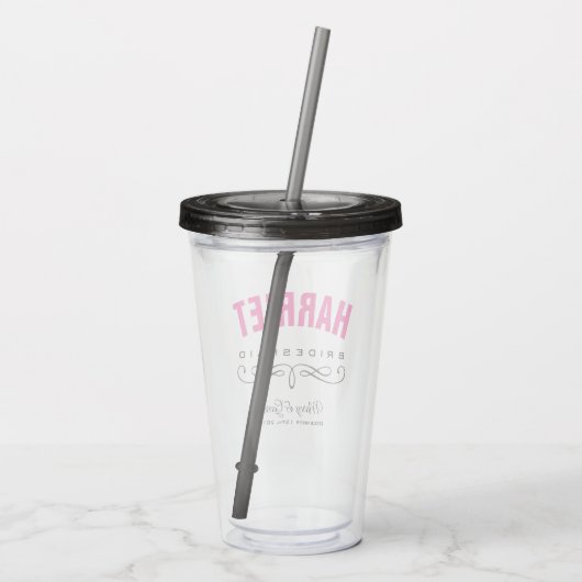 PERSONALISIERTE BRIDESMAID WEDD ACRYLTRINKBECHER (Rückseite)