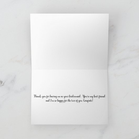 Personalisierte Bridesmaid zur Bride Wedding Card Karte (Innenseite)