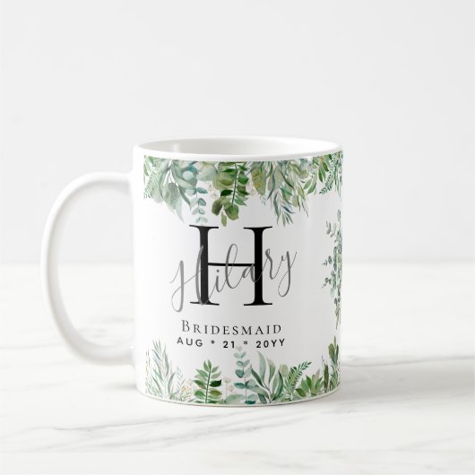 Personalisierte Bridesmaids Monogram Greenerity We Kaffeetasse (Links)