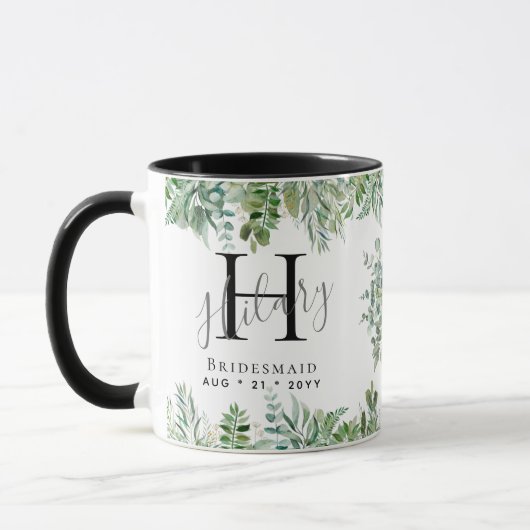 Personalisierte Bridesmaids Monogram Greenerity We Tasse (Links)