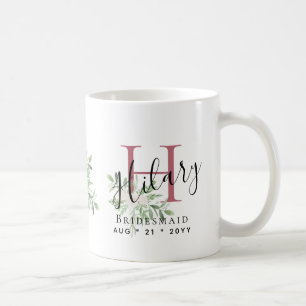 Personalisierte Bridesmaids Rosa Erstname Bloral Kaffeetasse