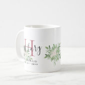 Personalisierte Bridesmaids Rosa Erstname Bloral Kaffeetasse (Vorderseite Links)