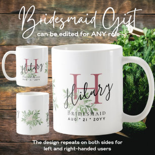 Personalisierte Bridesmaids Rosa Erstname Bloral Kaffeetasse