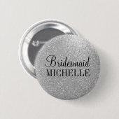 Personalisierte Bridesmaiktasten aus Silber-Glitze Button (Vorne & Hinten)