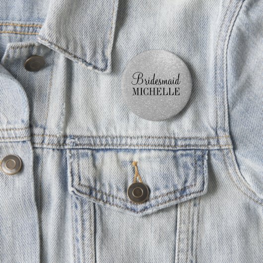 Personalisierte Bridesmaiktasten aus Silber-Glitze Button (Beispiel)