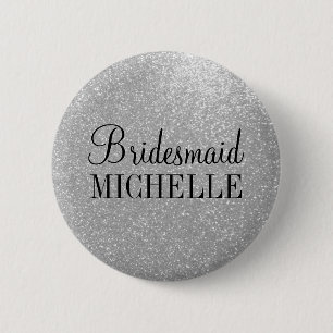 Personalisierte Bridesmaiktasten aus Silber-Glitze Button