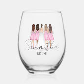 Personalisierte Bridge-Individuelle Name Weinglas Ohne Stiel (Vorderseite)