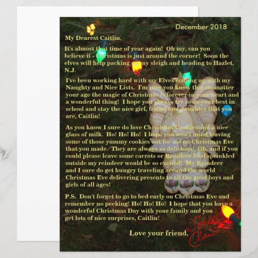 Personalisierte Briefe von Santa Angel Lights (Vorne/Hinten)