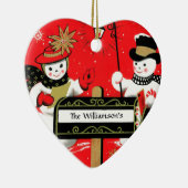 Personalisierte Briefkastensnowman-Paare Keramikornament (Rechts)