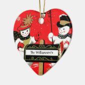Personalisierte Briefkastensnowman-Paare Keramikornament (Links)