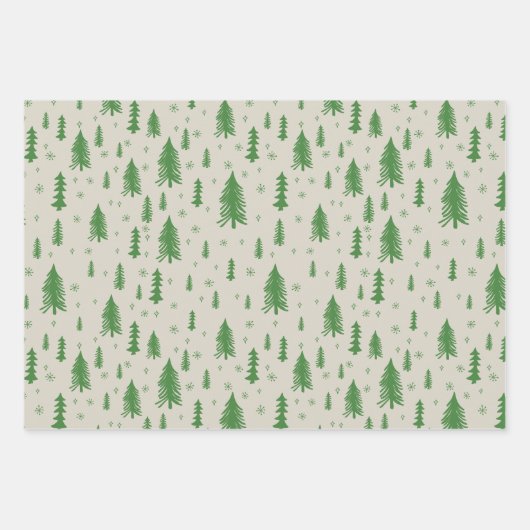 Personalisierte Briefmarke und Pine Tree Doodle Geschenkpapier Set (Vorderseite 3)
