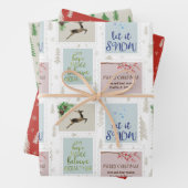 Personalisierte Briefmarke und Pine Tree Doodle Geschenkpapier Set (Beispiel)