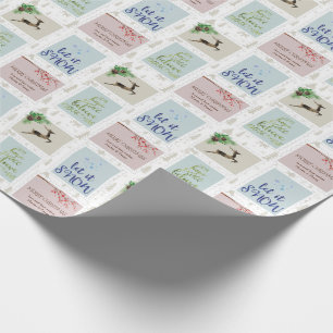 Personalisierte Briefmarken Beige Weihnachtsbaum Geschenkpapier