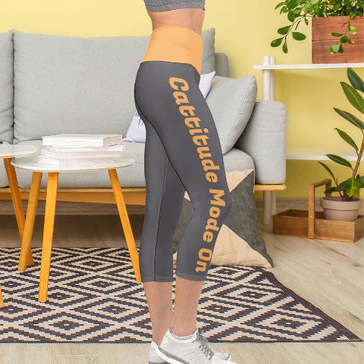 Personalisierte Bright Orange Dunkelgrau, kundensp Capri Leggings