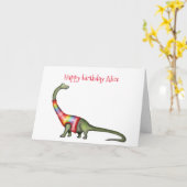 Personalisierte Brontosaurus-Geburtstagskarte Karte (Gelbe Blume)
