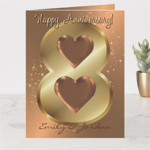 Personalisierte Bronze 8. Hochzeitstag Karte