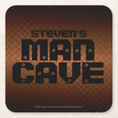 Personalisierte Bronze Diamond Plate Man Höhle Rechteckiger Pappuntersetzer (Vorderseite)