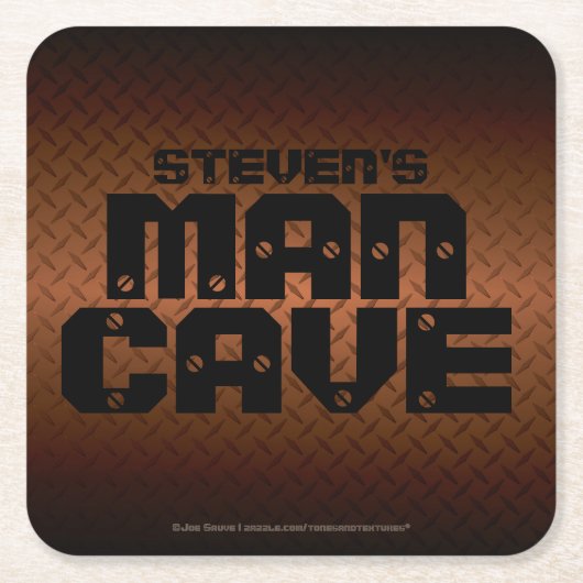 Personalisierte Bronze Diamond Plate Man Höhle Rechteckiger Pappuntersetzer (Vorderseite)