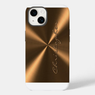 Personalisierte bronze-metallic radiale Textur iPhone 14 Hülle