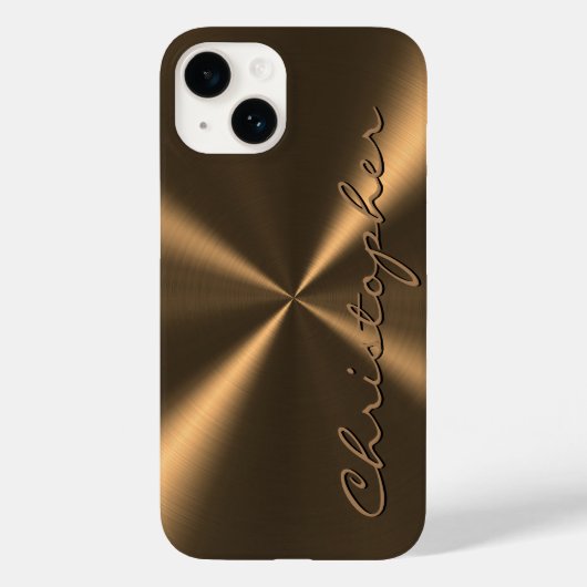 Personalisierte Bronze-Metallische Radialtextur Case-Mate iPhone Hülle (Rückseite)