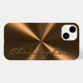 Personalisierte Bronze-Metallische Radialtextur Case-Mate iPhone Hülle (Rückseite (Horizontal))