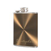 Personalisierte Bronze-Metallische Radialtextur Flachmann (Links)