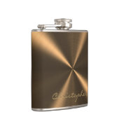 Personalisierte Bronze-Metallische Radialtextur Flachmann (Rechts)