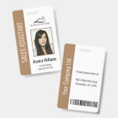 Personalisierte Brown Corporate Employee Security Ausweis (Vorder- & Rückseite)