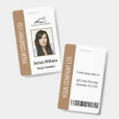 Personalisierte Brown Corporate Employee Security  Ausweis (Front & Back)