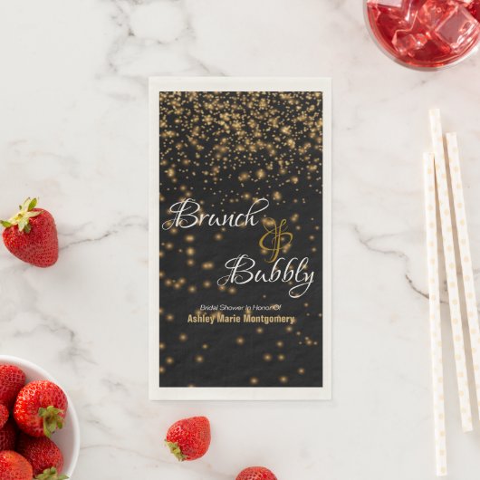 Personalisierte Brunch Bubbly Gold Confetti auf sc Serviette (Beispiel)
