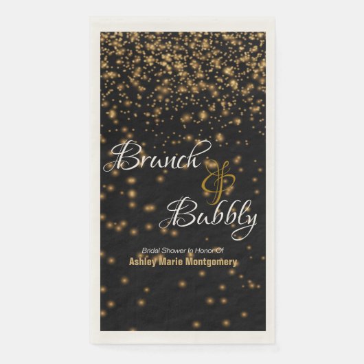 Personalisierte Brunch Bubbly Gold Confetti auf sc Serviette (Vorderseite)