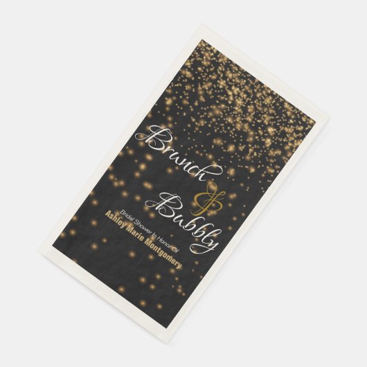 Personalisierte Brunch Bubbly Gold Confetti auf sc Serviette (Ecke)