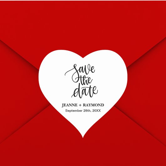 Personalisierte Brush Letters Save the Date Hochze Herz-Aufkleber