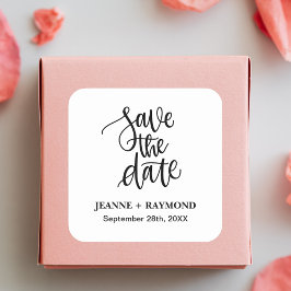 Personalisierte Brush Letters Save the Date Hochze Quadratischer Aufkleber