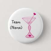 Personalisierte Brustkrebs-Knopf-Rosa Cocktails Button (Vorderseite)