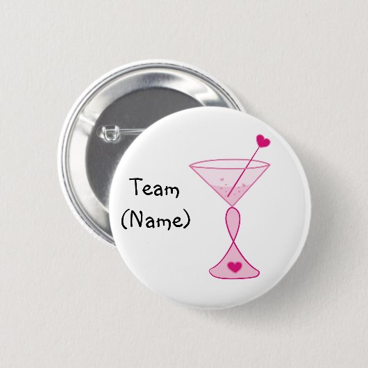 Personalisierte Brustkrebs-Knopf-Rosa Cocktails Button (Vorne & Hinten)