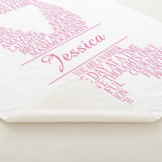 Personalisierte Brustkrebs-Typografie Ribbon Sherpadecke (3/4)
