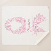Personalisierte Brustkrebs-Typografie Ribbon Sherpadecke (Vorderseite (Horizontal))