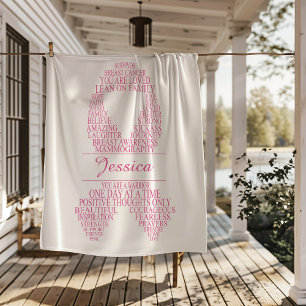 Personalisierte Brustkrebs-Typografie Ribbon Sherpadecke
