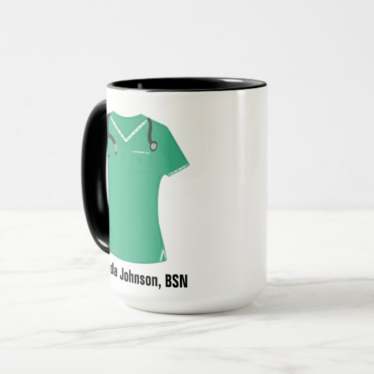 Personalisierte BSN Nurse Practitioner Aqua Scrubs Tasse (Vorderseite Links)