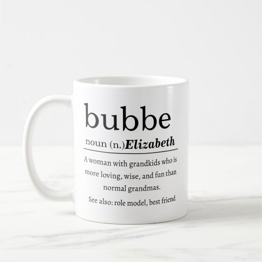 Personalisierte Bubbe-Definition Kaffeetasse (Links)