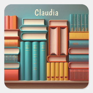 Personalisierte Buchbände Romane Quadratischer Aufkleber