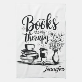 Personalisierte Bücher sind mein Therapie-Buchwürm Geschirrtuch