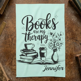 Personalisierte Bücher sind mein Therapie-Buchwürm Geschirrtuch