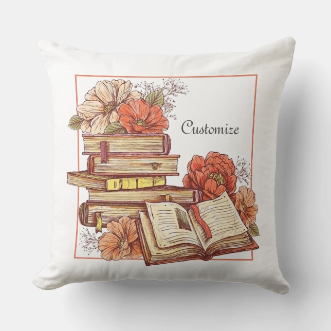 Personalisierte Bücher und Blume Kissen (Vorderseite)